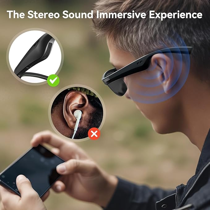 Bluetooth Smart Glasses with Built-In Speakers, Mic & UV protection