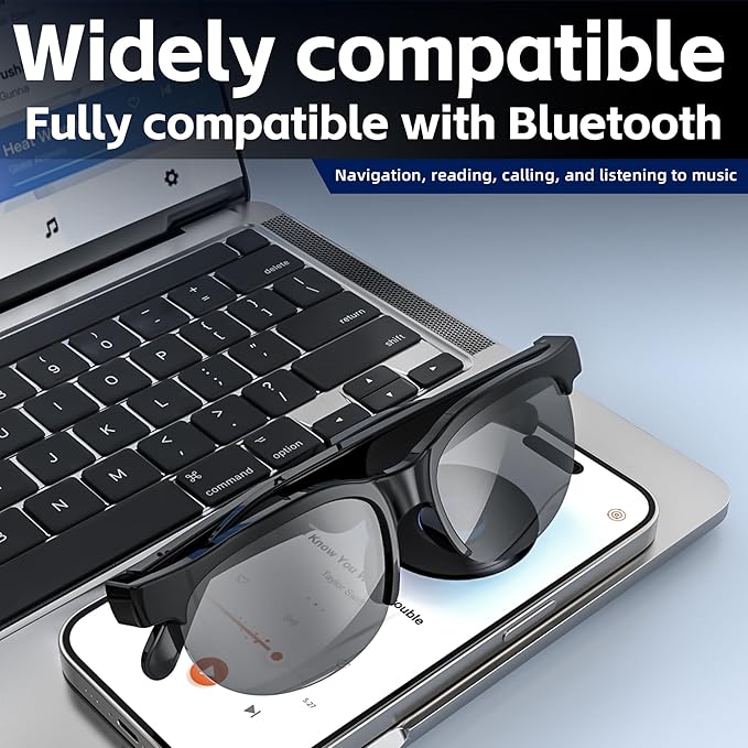 Bluetooth Smart Glasses with Built-In Speakers, Mic & UV protection