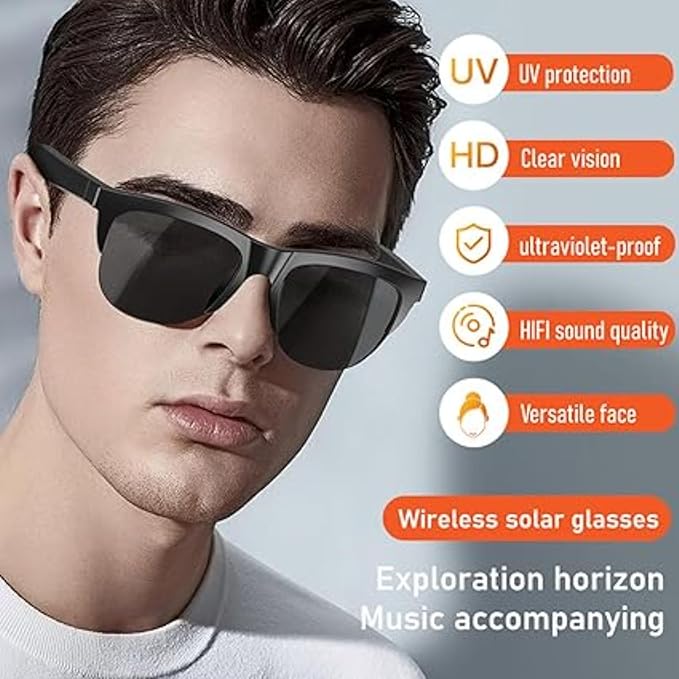 Bluetooth Smart Glasses with Built-In Speakers, Mic & UV protection