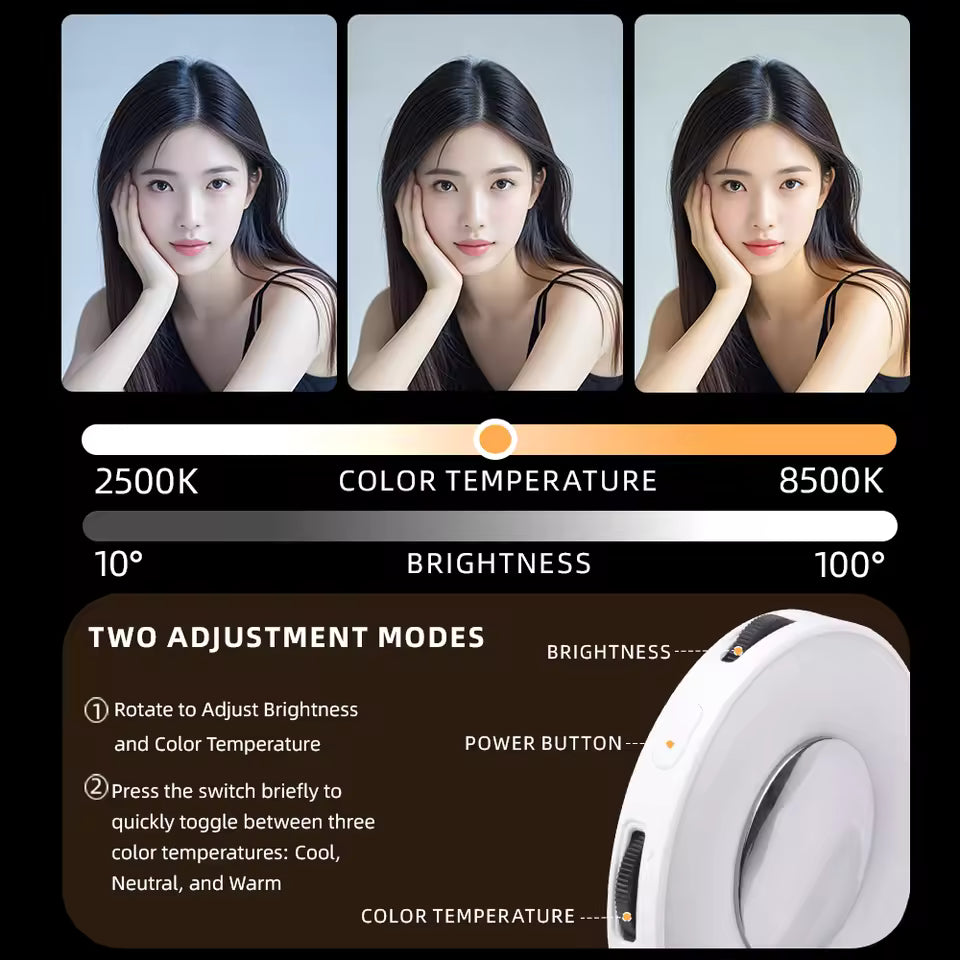 Magsafe Magnetic Fill Lights For Universal Photography Live Broadcast LED Selfie Ring Lamp Retractable Flip Bracket